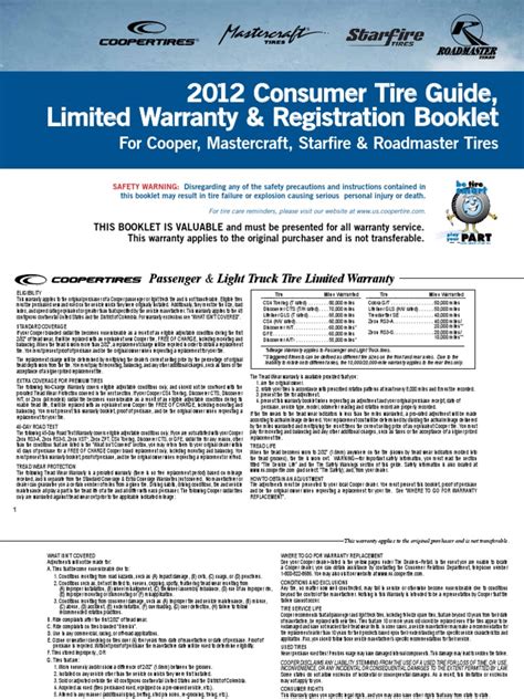 TIRE WARRANTY INFORMATION 